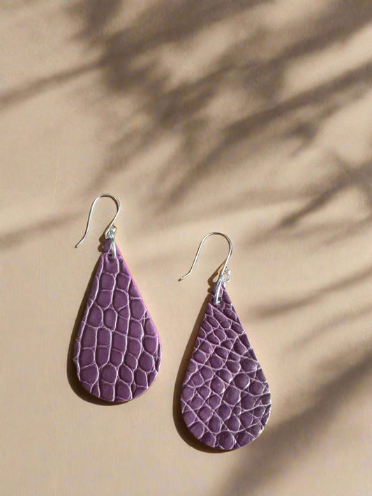 American Alligator Amethyst CrocoVera Earrings in Sterling Silver